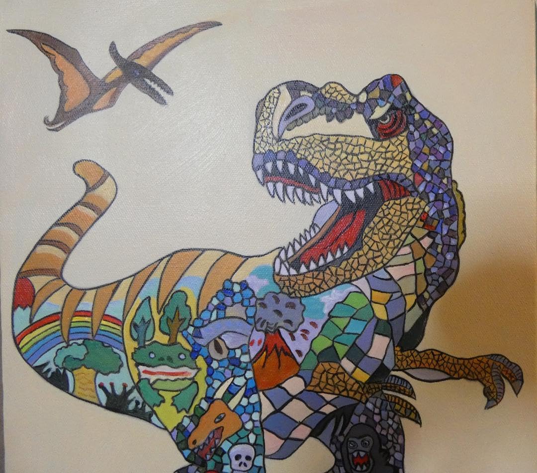 Amazon.co.jp: 油絵 額付き ジミー大西 恐龍 手描き F6 : ホビー